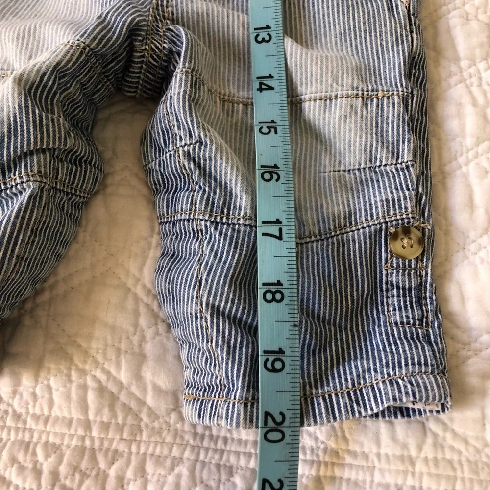 OshKosh B'gosh Navy Striped Overalls w/Pink Flowers